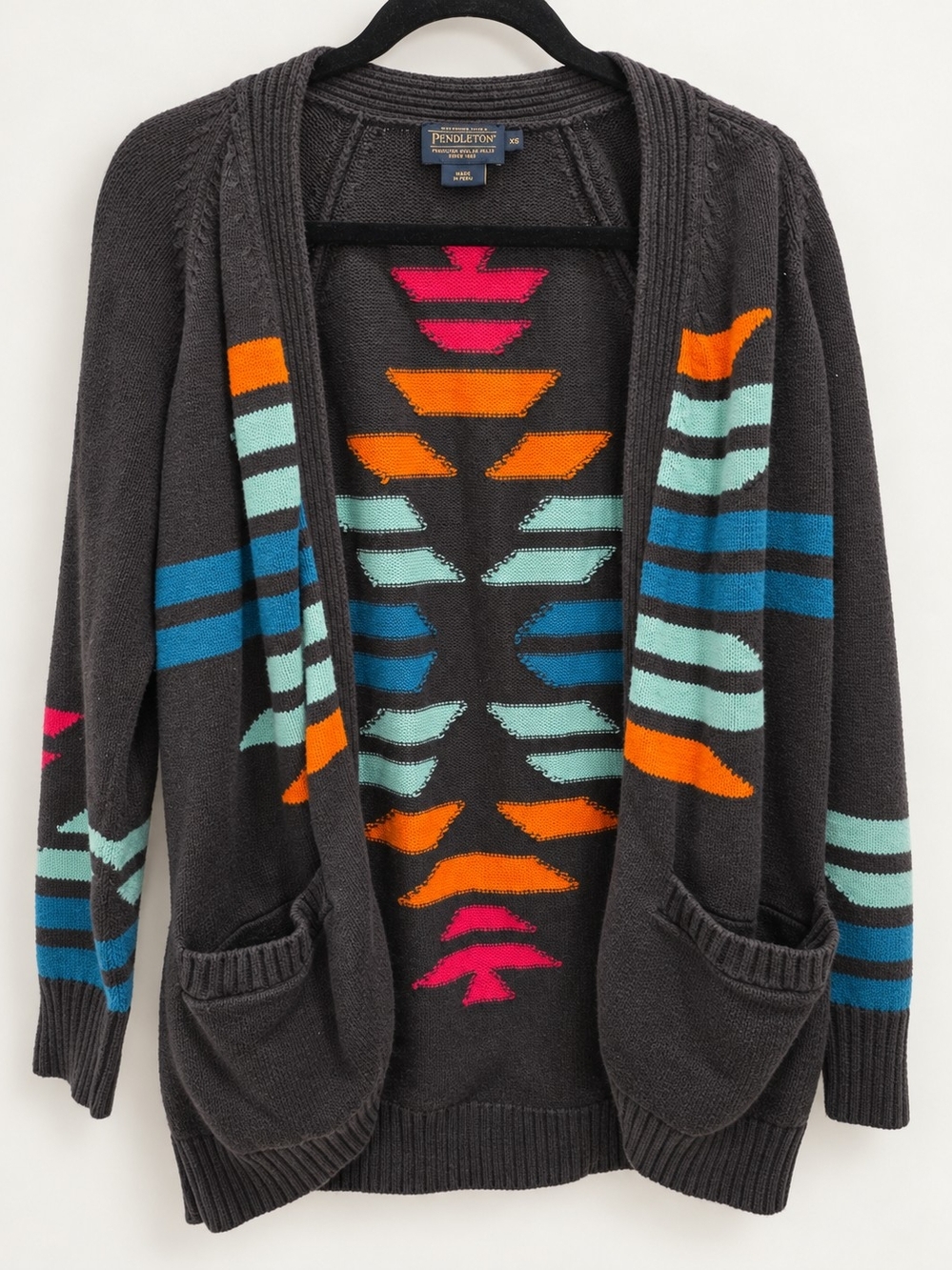 Pendleton Rock Point Cotton Cardigan XS Southwestern Western Geometric